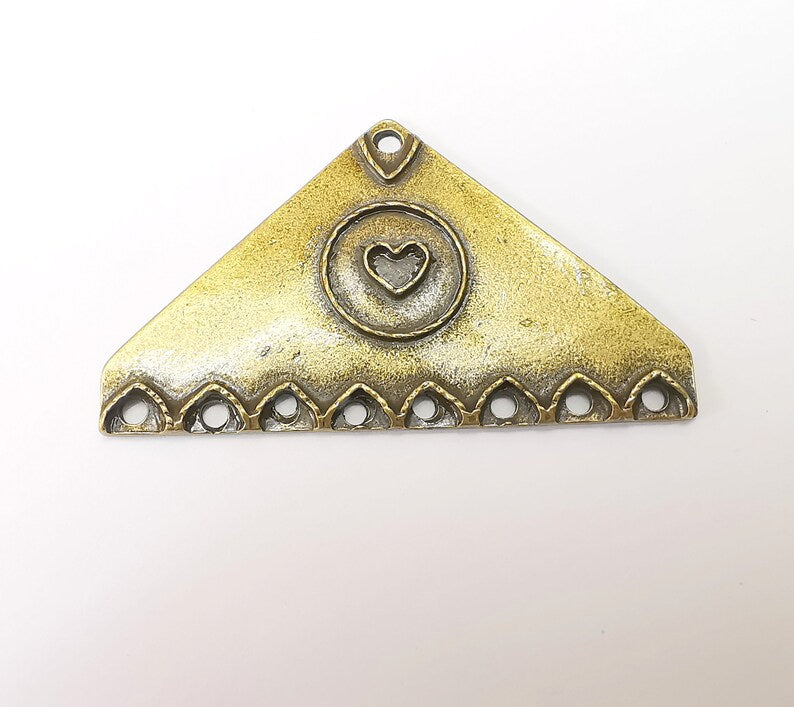 Bronze Triangle Pendant, Ethnic Pendant, Rustic Pendant, Bronze Pendant, Necklace Parts, Antique Bronze Plated 60x35mm G35371