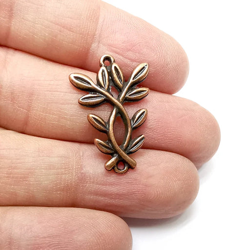 Branch Charms, Leaf Charms, Connector, Locket Pendant, Earring Charms, Boho Charms, Nature Charms, Antique Copper Plated (28x19mm) G35376