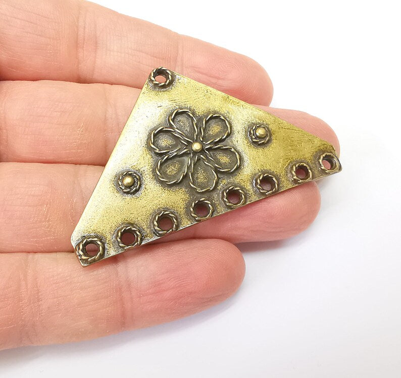 Bronze Triangle Pendant, Ethnic Pendant, Rustic Pendant, Bronze Pendant, Necklace Parts, Antique Bronze Plated 60x35mm G35383
