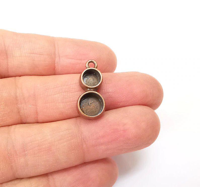 Round Pendant Blanks, Resin Bezel Bases, Mosaic Mountings, Dry flower Frame, Polymer Clay base, Antique Copper Plated (6mm,8mm) G35384