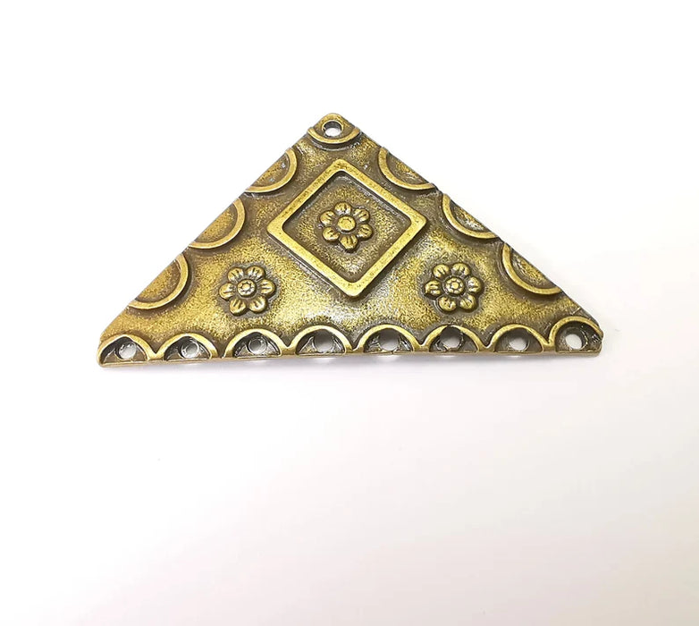 Bronze Triangle Pendant, Ethnic Pendant, Rustic Pendant, Bronze Pendant, Necklace Parts, Antique Bronze Plated 60x35mm G35391