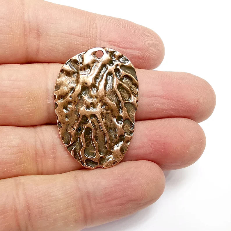 Copper Dangle Charms, Boho Charms, Rustic Charms, Earring Charms, Copper Pendant, Necklace Parts, Antique Copper Plated 37x26mm G35199