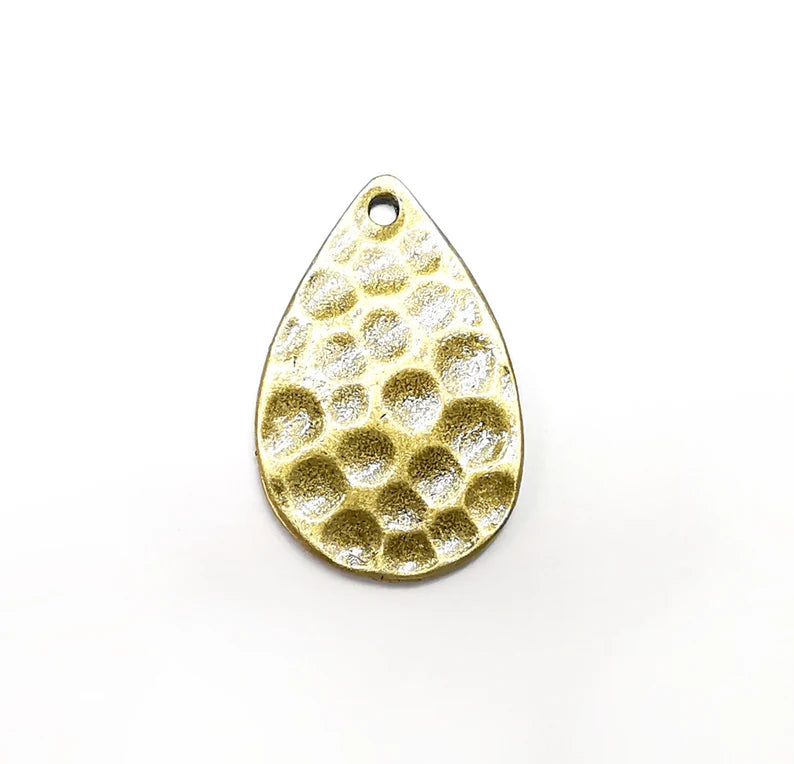 Hammered Drop Charms, Boho Charms, Dangle Charm, DIY Charms, Earring Charm, Teardrop Necklace Parts, Antique Bronze Plated 29x18mm G35201