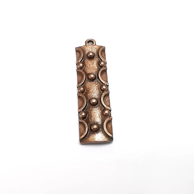 Copper Dangle Charms, Boho Charms, Rustic Charms, Earring Charms, Copper Pendant, Necklace Parts, Antique Copper Plated 42x11mm G35202