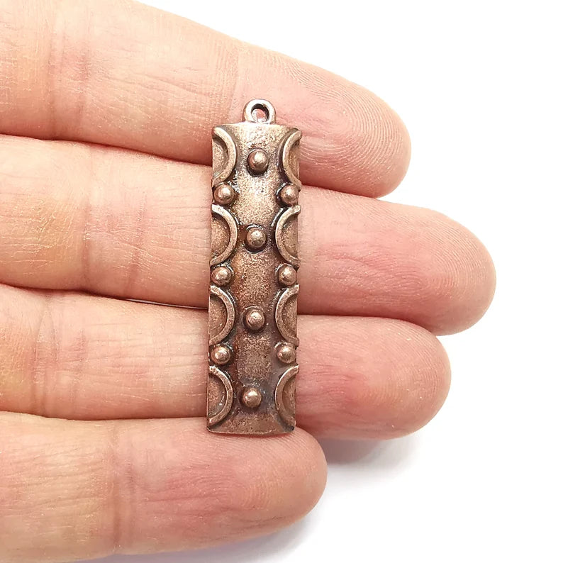 Copper Dangle Charms, Boho Charms, Rustic Charms, Earring Charms, Copper Pendant, Necklace Parts, Antique Copper Plated 42x11mm G35202