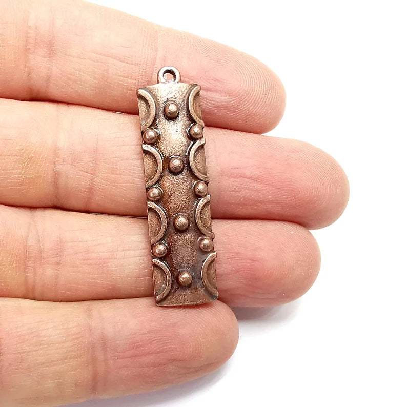 Copper Dangle Charms, Boho Charms, Rustic Charms, Earring Charms, Copper Pendant, Necklace Parts, Antique Copper Plated 42x11mm G35202