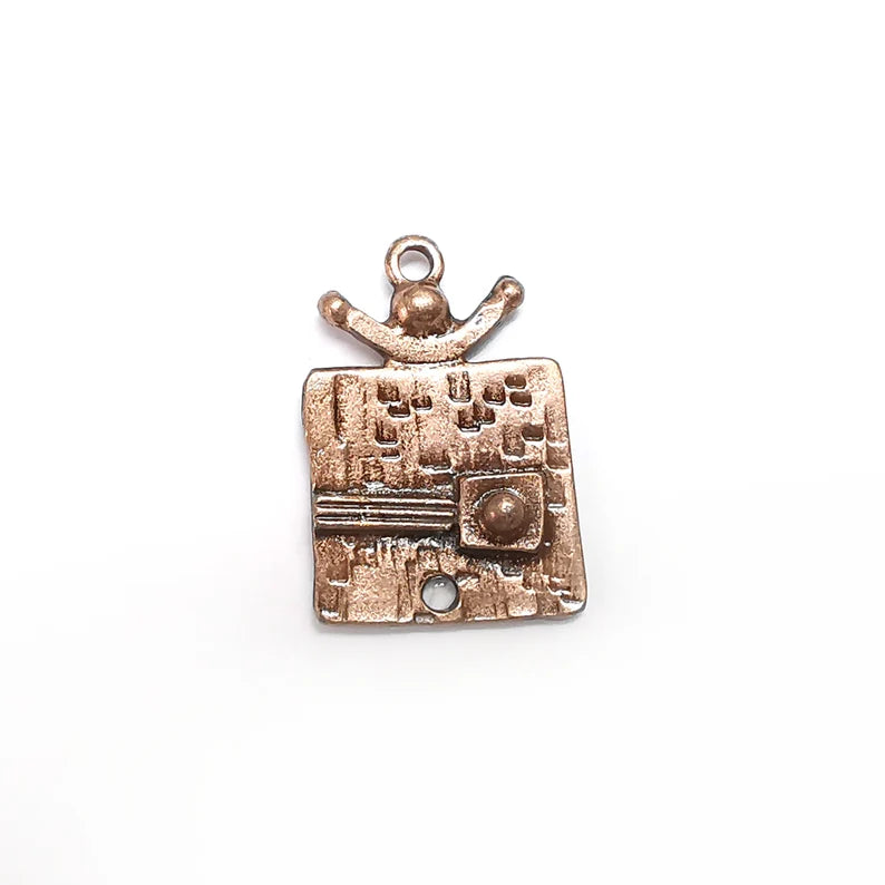 2 Copper Dangle Charms, Boho Charms, Rustic Charms, Earring Charms, Copper Pendant, Necklace Parts, Antique Copper Plated 25x16mm G35203
