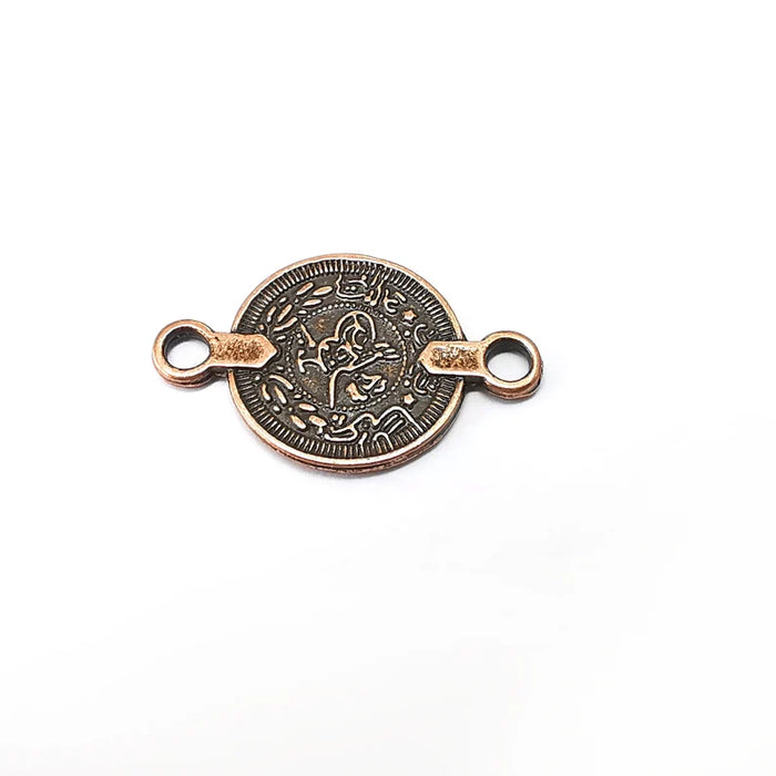 Copper Coin Charms, Baroque Charms, Crescent Earring Charms, Copper Rustic Pendant, Necklace Parts, Antique Copper Plated 27x17mm G35401