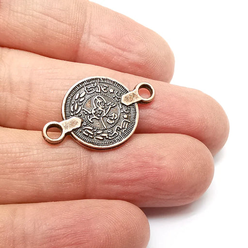 Copper Coin Charms, Baroque Charms, Crescent Earring Charms, Copper Rustic Pendant, Necklace Parts, Antique Copper Plated 27x17mm G35401