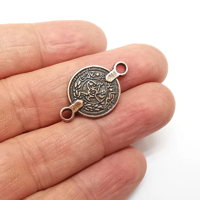 Copper Coin Charms, Baroque Charms, Crescent Earring Charms, Copper Rustic Pendant, Necklace Parts, Antique Copper Plated 27x17mm G35401