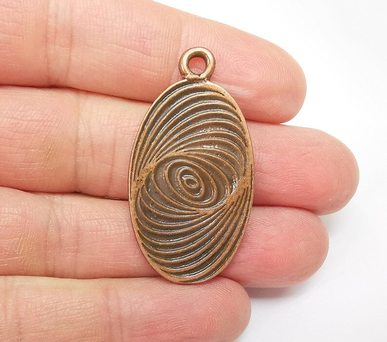 Copper Medallion Charms, Locket Pendant, Mandala Charms, Earring Charms, Boho Charms, Oval Charms, Antique Copper Plated (43x23mm) G35206