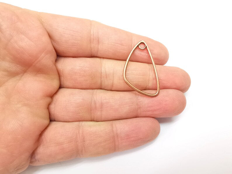 5 Copper Charms, Boho Charms, Frame Dangle Charms, Earring Charms, Rustic Charms, Necklace Parts, Antique Copper Plated (33x20mm) G35209