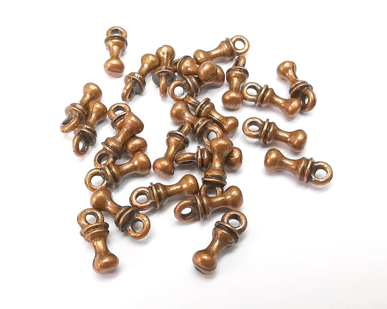 10 Copper Dangle Charms, Boho Charms, Bracelet Charms, Earring Charms, Copper Pendant, Necklace Parts, Antique Copper Plated 12x4mm G35210