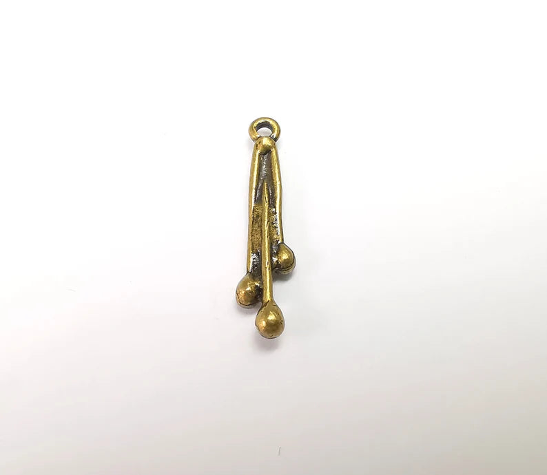 10 Bronze Dangle Charms, Boho Charms, Bracelet Charms, Earring Charms, Necklace Pendant Parts, Antique Bronze Plated 31x7mm G35403
