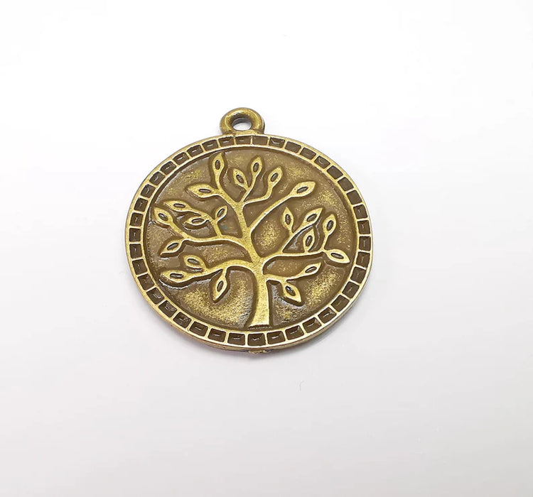 Bronze Tree Pendant Charms, Earring Charms, Dangle Pendant, Locket Pendant, Necklace Pendant, Antique Bronze Plated Metal 39x33mm G35407