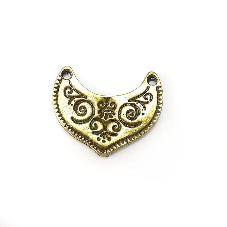 2 Textured Connector, Tail Jewelry Parts, Bronze Bracelet Component, Antique Bronze Plated Metal Findings (29x24mm) G35409