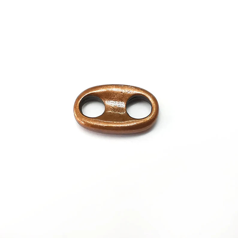 5 Two Hole Connector, Oval Jewelry Parts, Copper Bracelet Component, Antique Copper Findings, Antique Copper Plated Metal (20x12mm) G35414