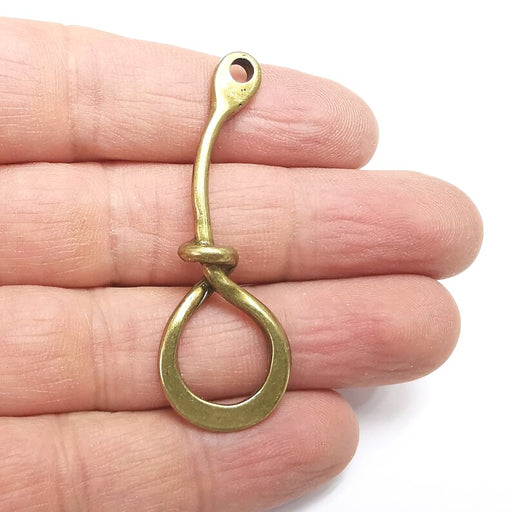 Hook Charms, Knot Bronze Charms, Earring Charms, Bronze Pendant, Necklace Pendant, Antique Bronze Plated Metal 57x20mm G35230