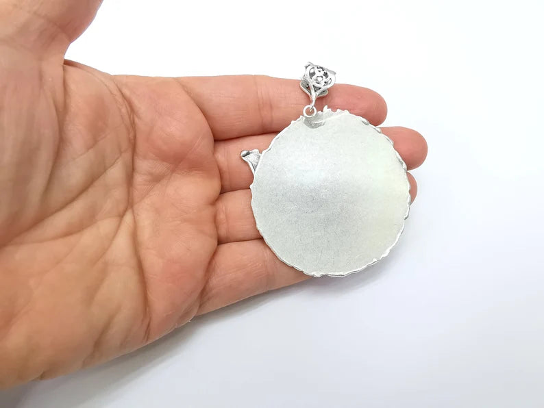 Butterfly Pendant Blank, Cabochon Bezel, Locket Pendant Base, inlay Mounting, Resin Necklace, Antique Silver Plated Brass 14mm blank G35431