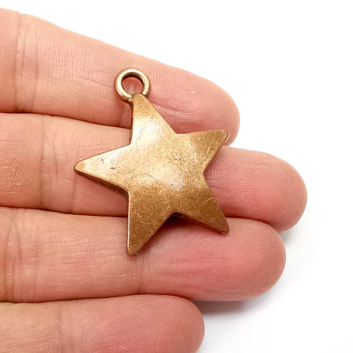 Copper Star Charms, Boho Charms, Dangle Charms, Earring Charms, Rustic Charms, Necklace Parts, Antique Copper Plated 37x32mm G35453