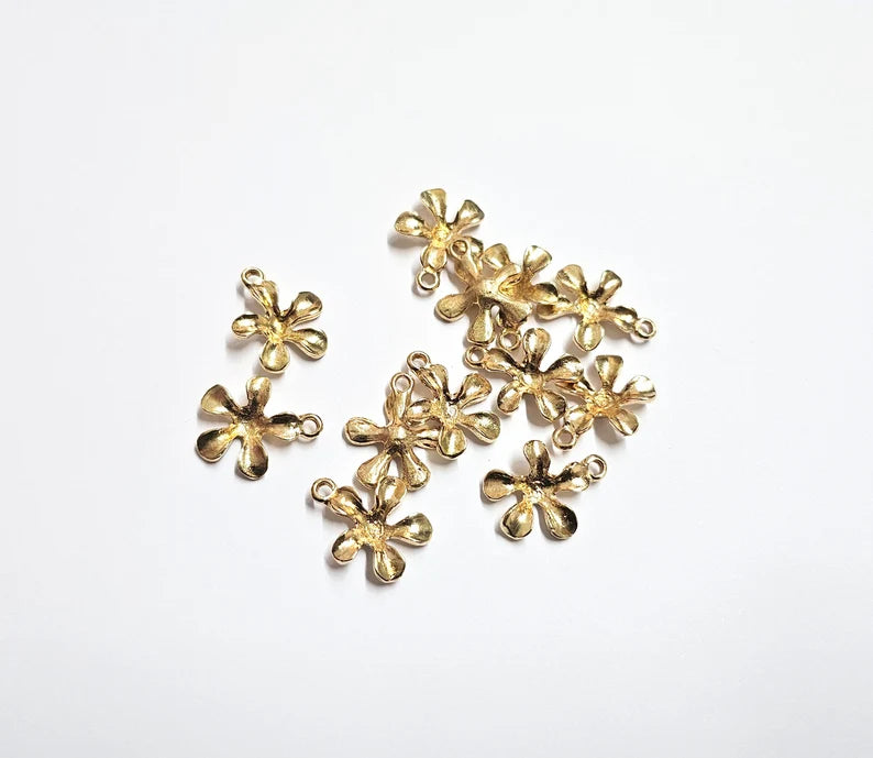 Flower Charms Raw Brass Plated Charms (20x17mm) G35257