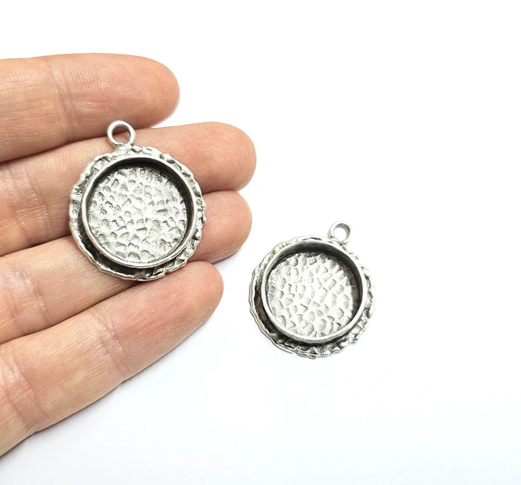 Silver Pendant Blank, Cabochon Bezel, Locket Pendant Base, inlay Mountings, Resin Necklace, Antique Silver Plated Brass (20mm blank) G35258