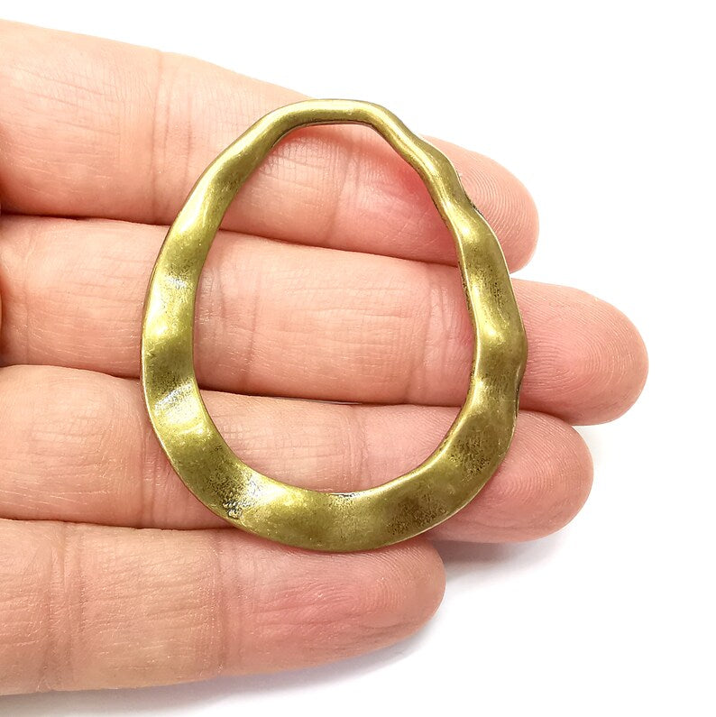 Drop Wavy Frame Connector, Jewelry Parts, Bronze Bracelet Component, Antique Bronze Findings, Antique Bronze Plated Metal (53x46mm) G35457