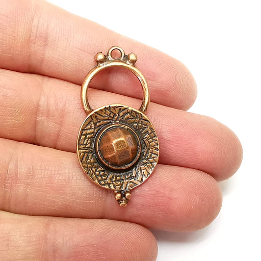 Copper Charms, Baroque Charms, Ethnic Earring Charms, Copper Rustic Pendant, Necklace Parts, Antique Copper Plated 43x21mm G35282
