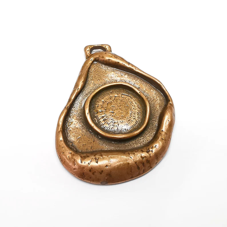 Copper Pendant Blank, Cabochon Bezel, Locket Pendant Base, inlay Mountings, Resin Necklace, Antique Copper Plated Metal (24mm blank) G35297