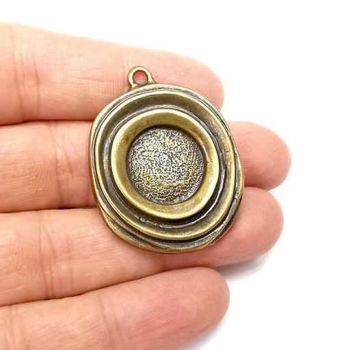 Bronze Pendant Blank, Cabochon Bezel, Locket Pendant Base, inlay Mountings, Resin Necklace, Antique Bronze Plated (17mm blank) G35476
