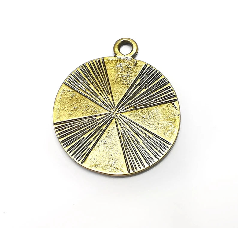 Disc Charms, Ethnic Charms, Rustic Charms, Earring Charms, Bronze Pendant, Necklace Parts, Antique Bronze Plated 39x33mm G35299