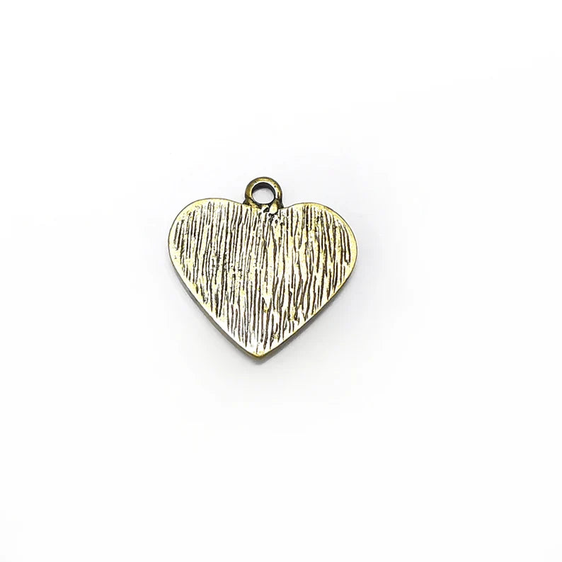 2 Heart Charms, Brushed Charms, Rustic Charms, Earring Charms, Bronze Pendant, Necklace Parts, Antique Bronze Plated 21x20mm G35300
