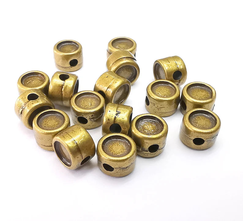 10 Bronze Beads, Round Bronze Beads, Bracelet Beads, Round Hole Beads, Necklace Beads, Antique Bronze Plated Metal 7mm G35481