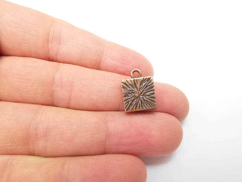 5 Copper Pendant Blank, Cabochon Bezel, Locket Pendant Base, inlay Mountings, Resin Necklace, Antique Copper Plated (10x10 mm blank) G35482