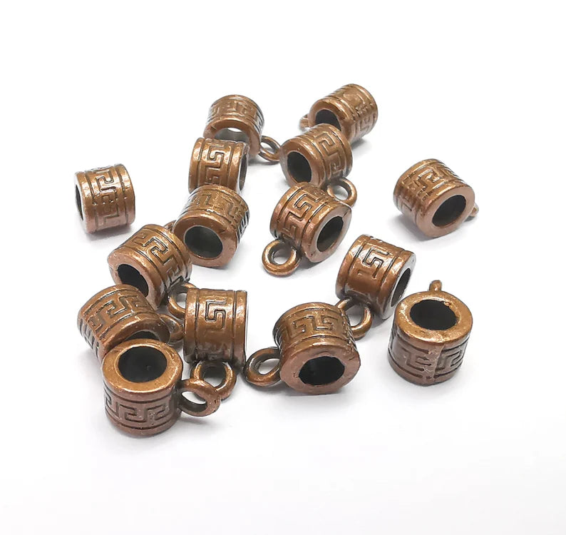 5 Copper Bail Beads, Copper Beads, Bracelet Beads, Rodelle loop Beads, Necklace Beads, Antique Copper Plated Metal 8mm G35318