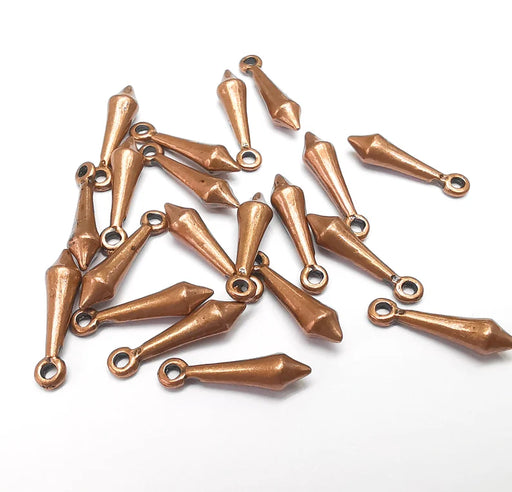 10 Copper Dangle Charms, Spike Boho Charms, Bracelet Charms, Earring Charms, Necklace Pendant Parts, Antique Copper Plated 18x4mm G35319