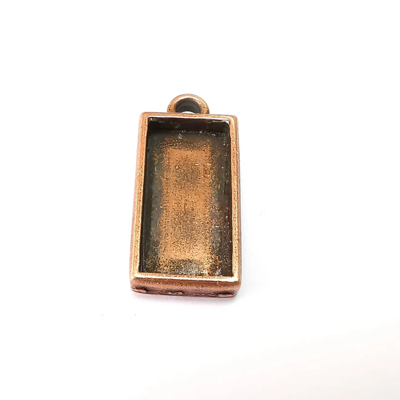 Copper Pendant Blank, Cabochon Bezel, Locket Pendant Base, inlay Mountings, Resin Necklace, Antique Copper Plated (25x12 mm blank) G35491