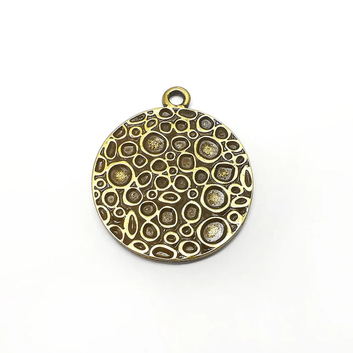 Bronze Medallion Charms, Locket Pendant, Mottled Charms, Earring Charms, Boho Charms, Crater charms, Antique Bronze Plated (40x33mm) G35326