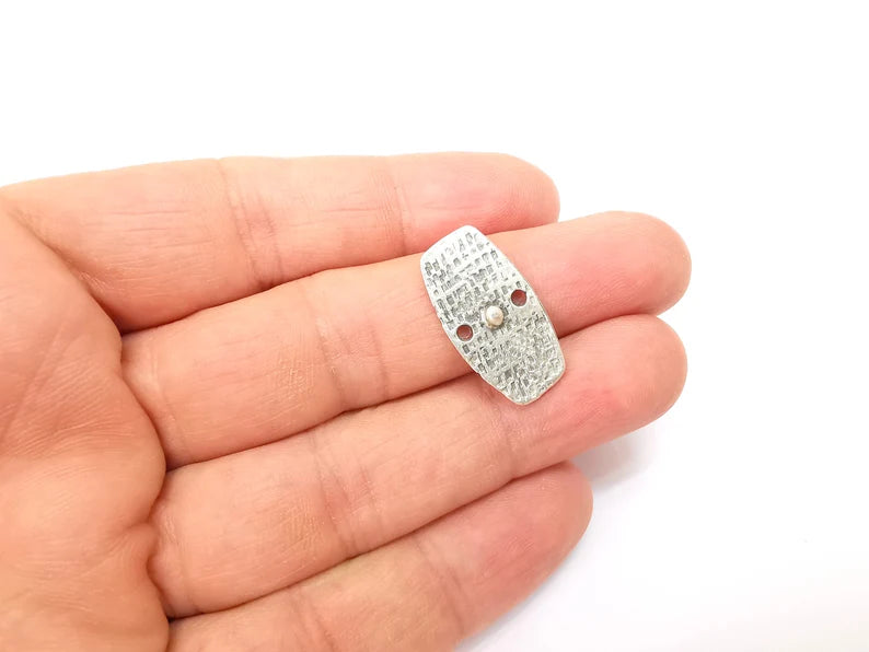 5 Two Hole Connector, Silver Jewelry Parts, Silver Bracelet Component, Antique Silver Finding, Antique Silver Plated Metal (25x13mm) G35497