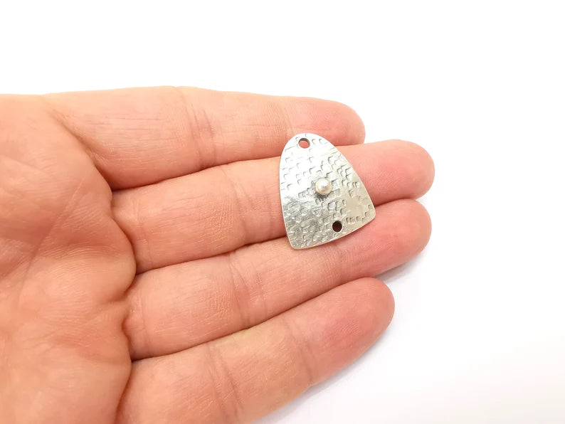 2 Two Hole Connector, Silver Jewelry Parts, Silver Bracelet Component, Antique Silver Finding, Antique Silver Plated Metal (26x23mm) G35504