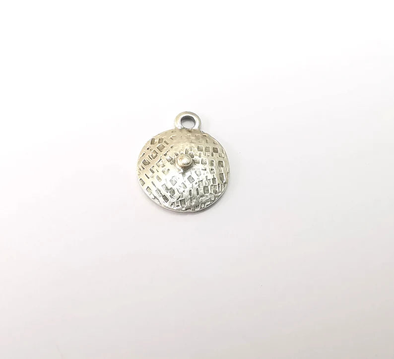 5 Silver Dangle Charms, Boho Charms, Rustic Charms, Earring Charms, Silver Pendant, Necklace Parts, Antique Silver Plated 18x14mm G35505