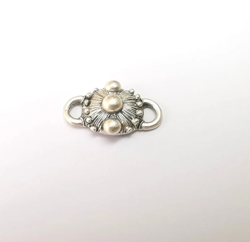 2 Silver Rustic Connector, Jewelry Parts, Silver Bracelet Component, Antique Silver Finding, Antique Silver Plated Metal (27x16mm) G35506