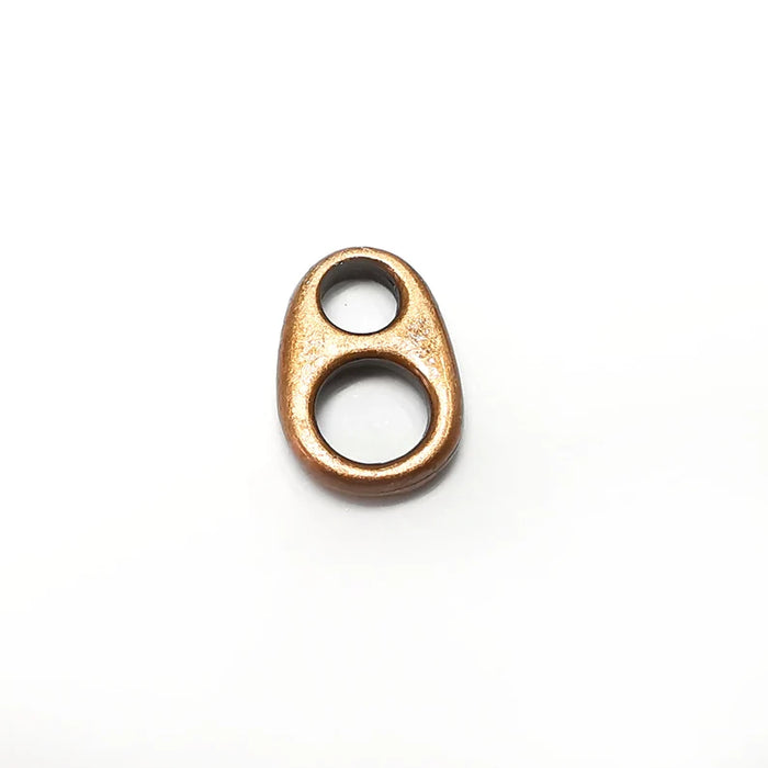 5 Two Hole Connector, Oval Jewelry Parts, Copper Bracelet Component, Antique Copper Findings, Antique Copper Plated Metal (17x12mm) G35332