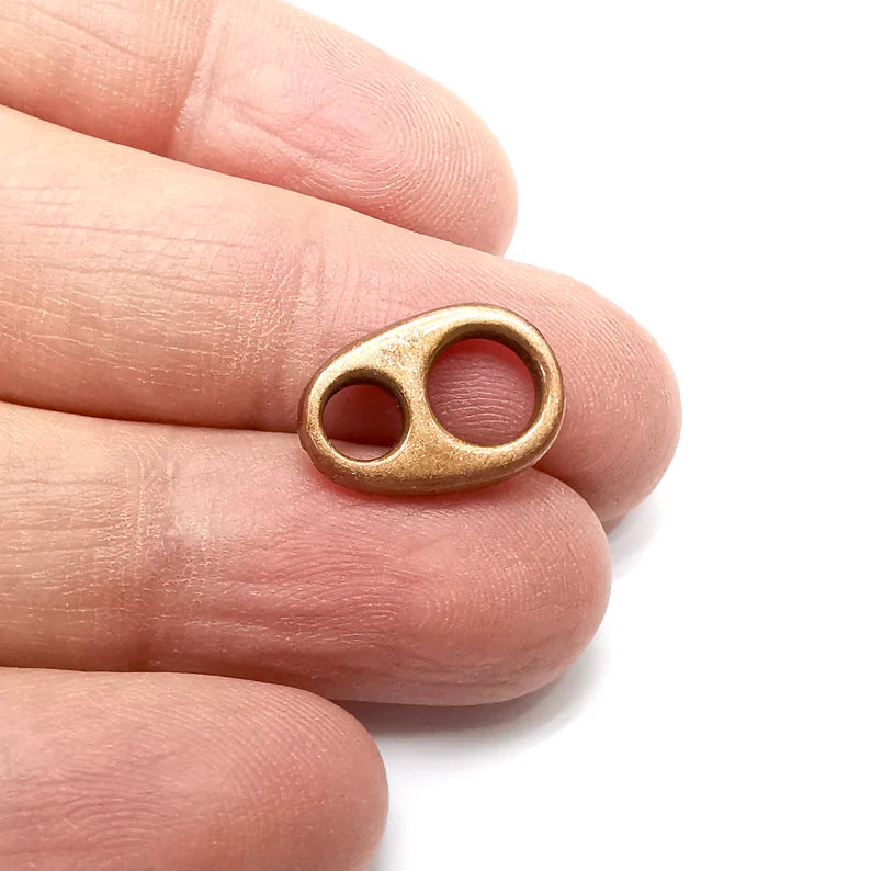 5 Two Hole Connector, Oval Jewelry Parts, Copper Bracelet Component, Antique Copper Findings, Antique Copper Plated Metal (17x12mm) G35332