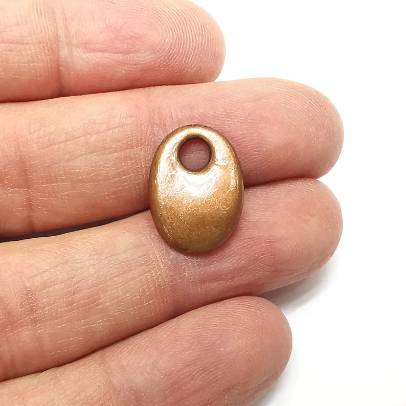 4 Copper Big Hole Charms, Baroque Charms, Ethnic Earring Charms, Copper Rustic Pendant, Necklace Parts, Antique Copper Plated 18x13mm G35335