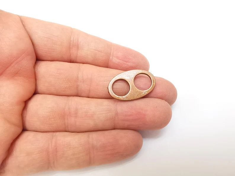 5 Two Hole Connector, Oval Jewelry Parts, Copper Bracelet Component, Antique Copper Findings, Antique Copper Plated Metal (26x16mm) Copper Findings, Antique Copper Plated Metal G35343