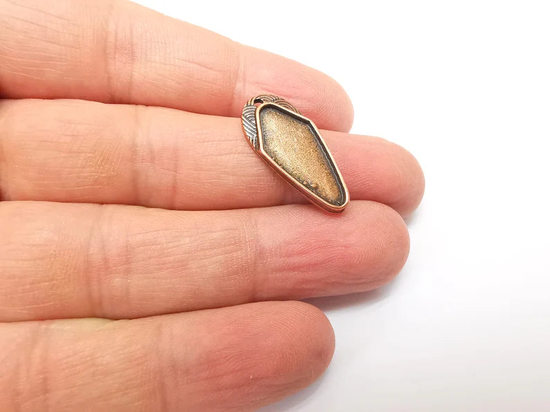 2 Copper Pendant Blank, Cabochon Bezel, Locket Pendant Base, inlay Mountings, Resin Necklace, Antique Copper Plated (26x12 mm blank) G35344