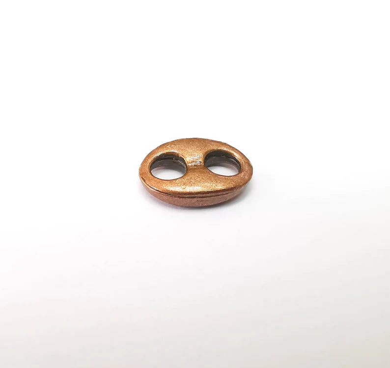 5 Two Hole Connector, Oval Jewelry Parts, Copper Bracelet Component, Antique Copper Findings, Antique Copper Plated Metal (14x8mm) G35349