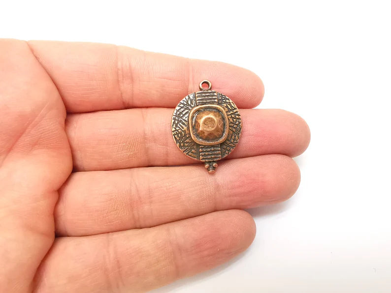 Copper Charms, Boho Charms, Dangle Charms, Earring Charms, Rustic Charms, Necklace Parts, Antique Copper Plated 30x23mm G35353
