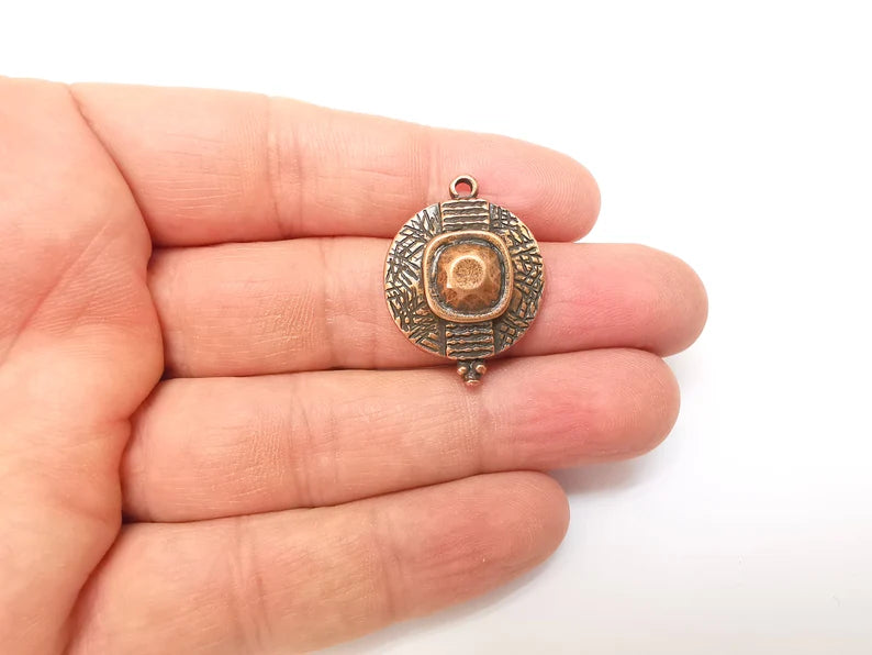 Copper Charms, Boho Charms, Dangle Charms, Earring Charms, Rustic Charms, Necklace Parts, Antique Copper Plated 30x23mm G35353